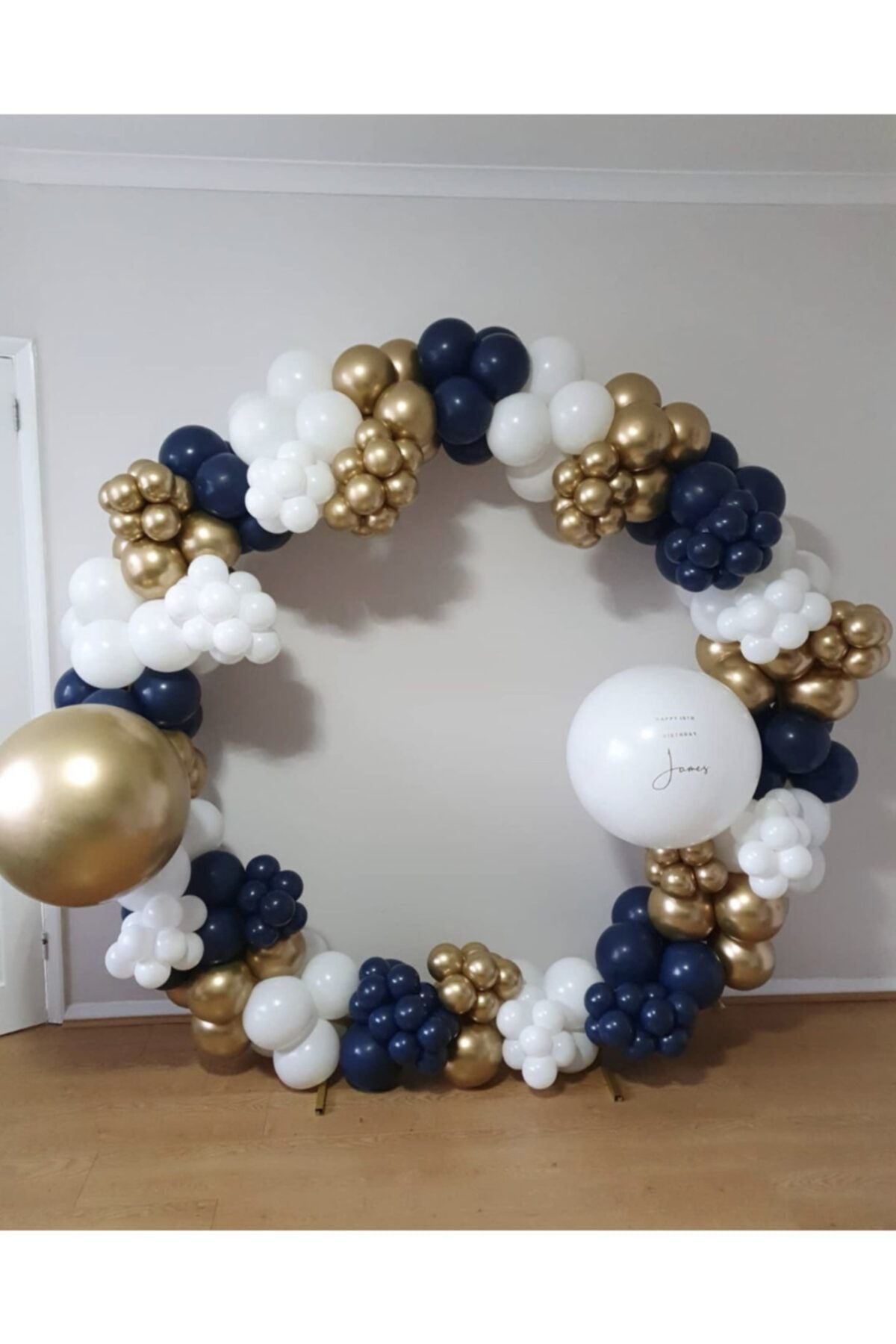 Krom Gold Gece Mavisi Ve Beyaz Balon Zinciri 100 Adet