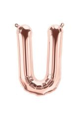40 Inç 100 Cm Rose Gold Folyo Harf Balon U