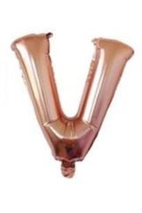 40 Inç 100 Cm Rose Gold Folyo Harf Balon V