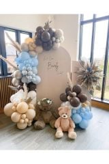 Pastel Çikolata Kahve Makaron Mavi Sütlü Kahve Ve Beyaz Balon Zinciri 100 Adet
