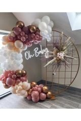 Krom Bronz Toz Pembe Beyaz Ve Somon Balon Zinciri 100 Adet