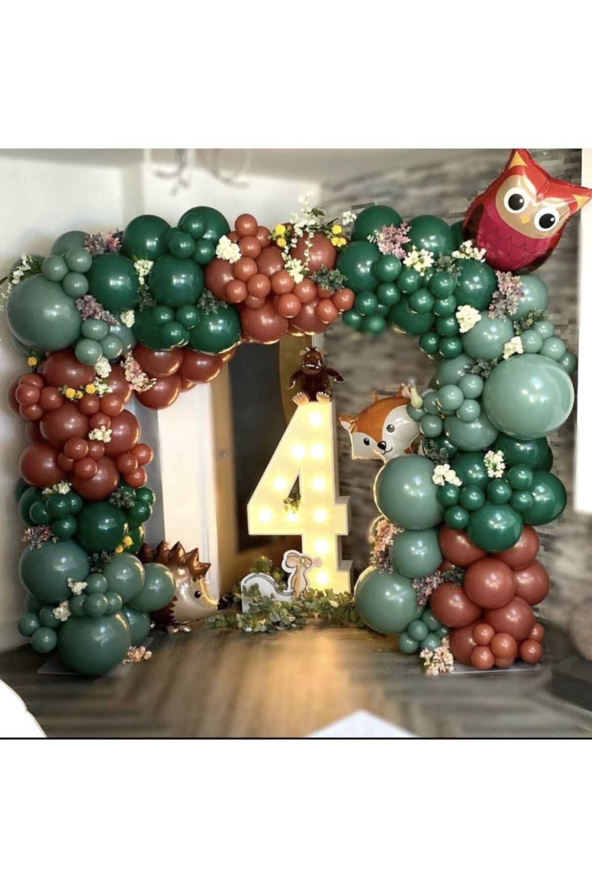 Pastel Yanık Turuncu Koyu Yeşil Ve Adaçayı Balon Zinciri 100 Adet