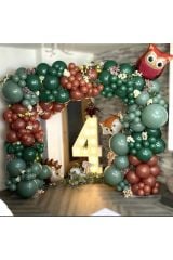 Pastel Yanık Turuncu Koyu Yeşil Ve Adaçayı Balon Zinciri 100 Adet