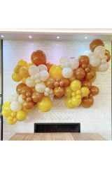 Pastel Karamel Zerdeçal Ve Beyaz Balon Zinciri 100 Adet