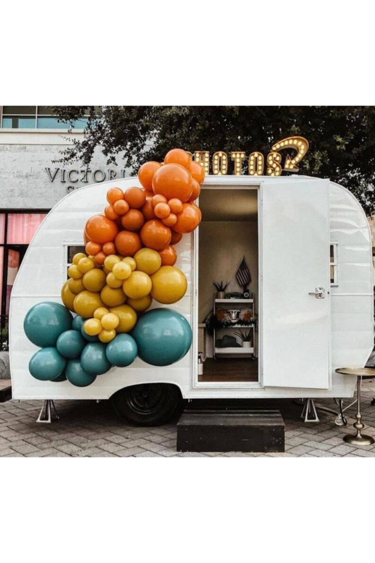 Pastel Yanık Turuncu Zerdeçal Ve Derin Okyanus Balon Zinciri 100 Adet
