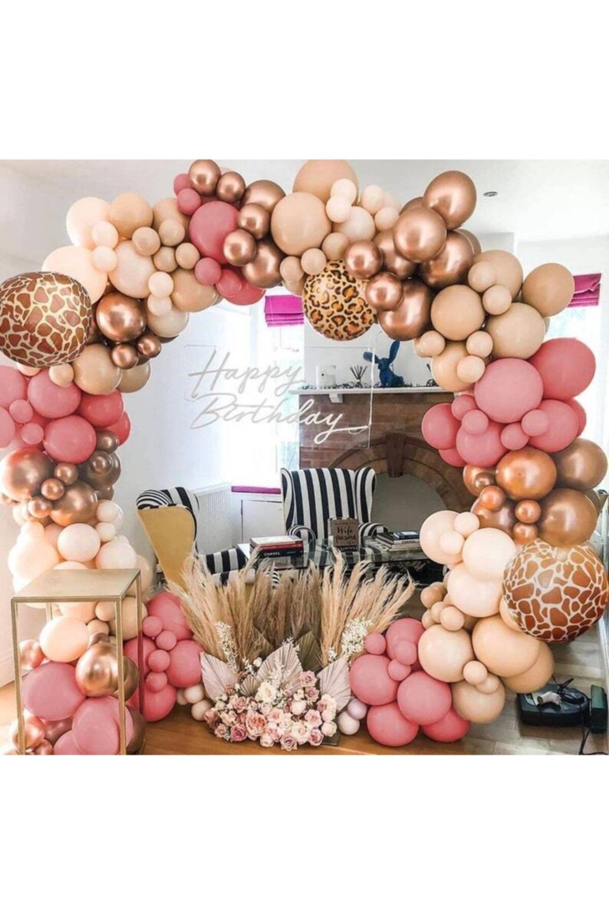 Krom Bronz Toz Pembe Çöl Kumu Ve Sütlü Kahve Balon Zinciri 100 Adet