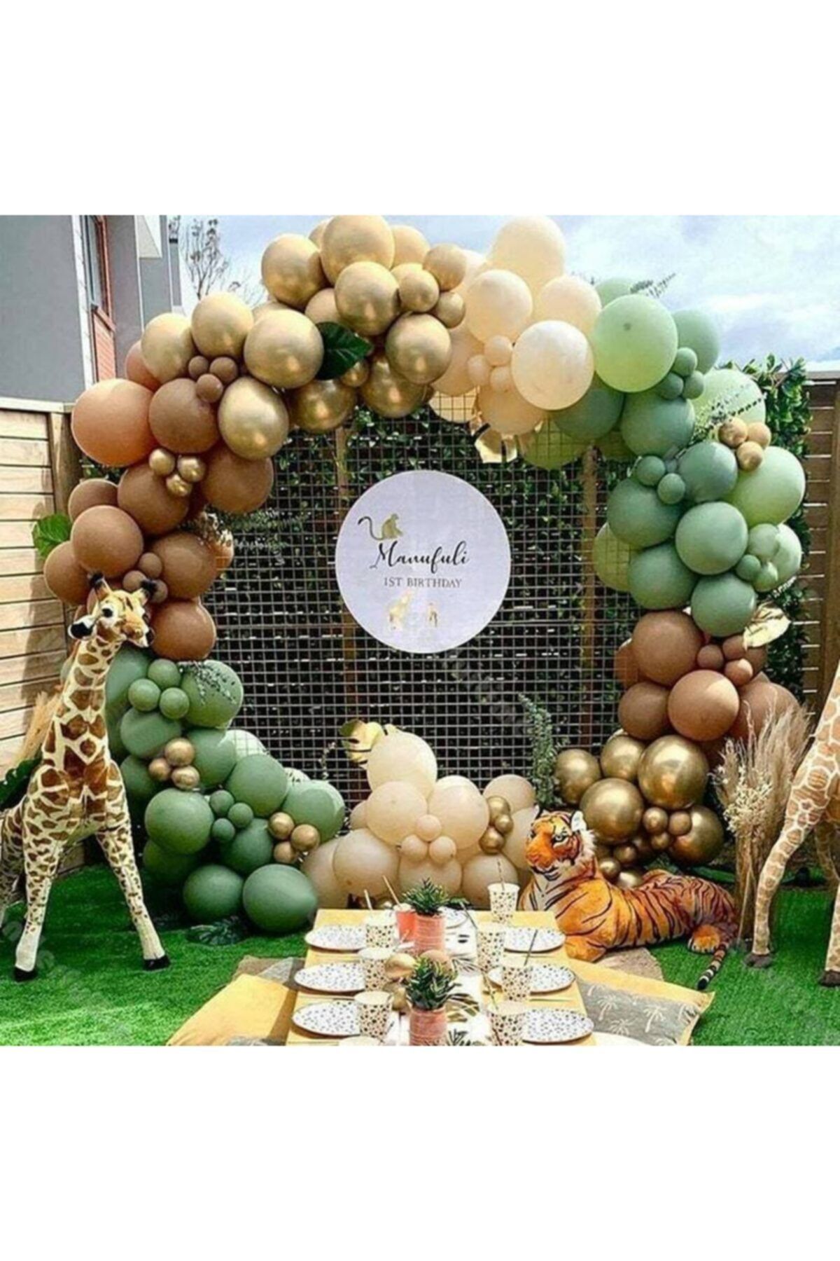 Krom Gold Küf Yeşili Ve Sütlü Kahve Balon Zinciri 100 Adet