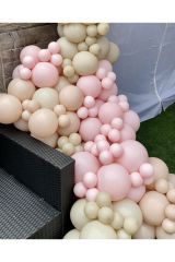 Makaron Pembe Sütlü Kahve Ve Somon Balon Zinciri 100 Adet