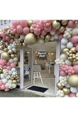 Krom Gold Toz Pembe Sütlü Kahve Ve Duman Balon Zinciri 100 Adet
