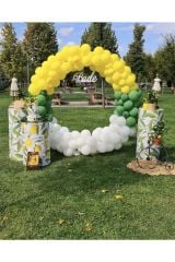 Limon Konsepti Sarı Koyu Yeşil Ve Beyaz Balon Zinciri 100 Adet