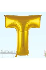 40 Inç 100 Cm Altın Folyo Harf Balon T