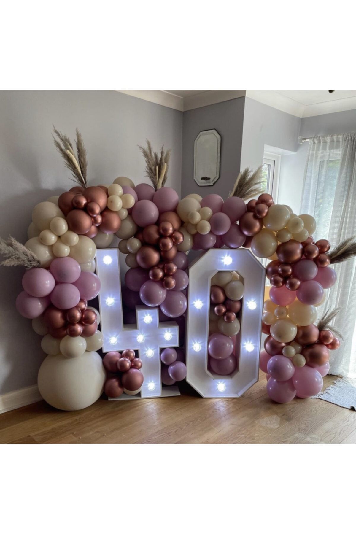 Krom Bronz Toz Pembe Ve Deniz Kumu Balon Zinciri 100 Adet