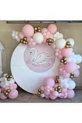 Krom Gold Makaron Pembe Ve Beyaz Balon Zinciri 100 Adet