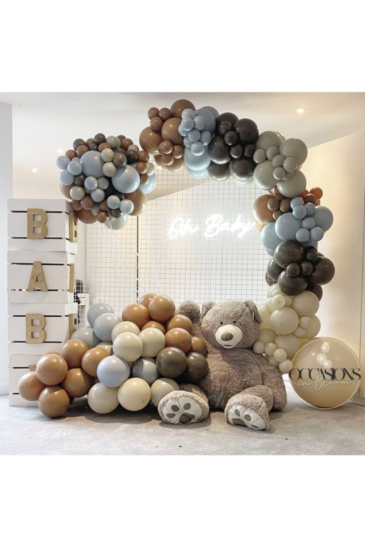 Pastel Kahverengi Karamel Sütlü Kahve Ve Fırtına Mavisi Balon Zinciri 100 Adet