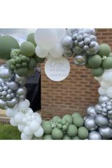 Krom Gümüş Küf Yeşili Ve Beyaz Balon Zinciri 100 Adet