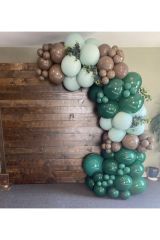 Pastel Koyu Yeşil Çikolata Kahve Ve Mint Yeşili Balon Zinciri 100 Adet