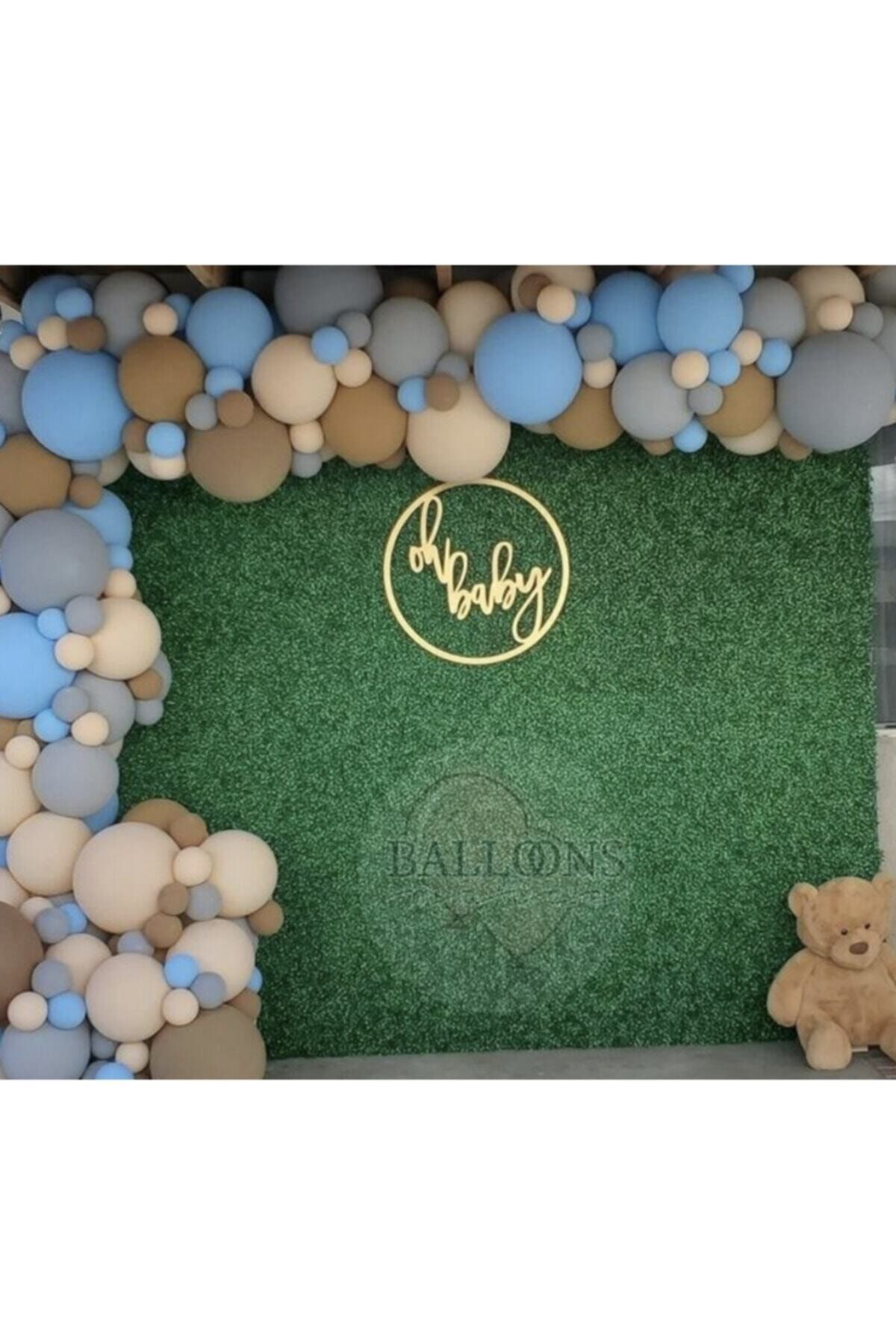 Pastel Karamel Sütlü Kahve Ve Makaron Mavi Balon Zinciri 100 Adet