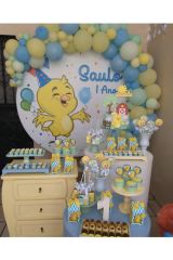 Makaron Sarı Mint Yeşili Ve Mavi Balon Zinciri 100 Adet