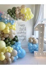 Makaron Mavi Vanilya Okaliptus Deniz Kumu Ve Beyaz Balon Zinciri 100 Adet