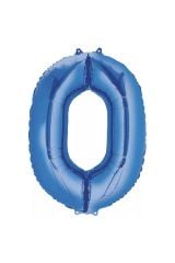 40 Inç 100 Cm Mavi Folyo Rakam Balon 0