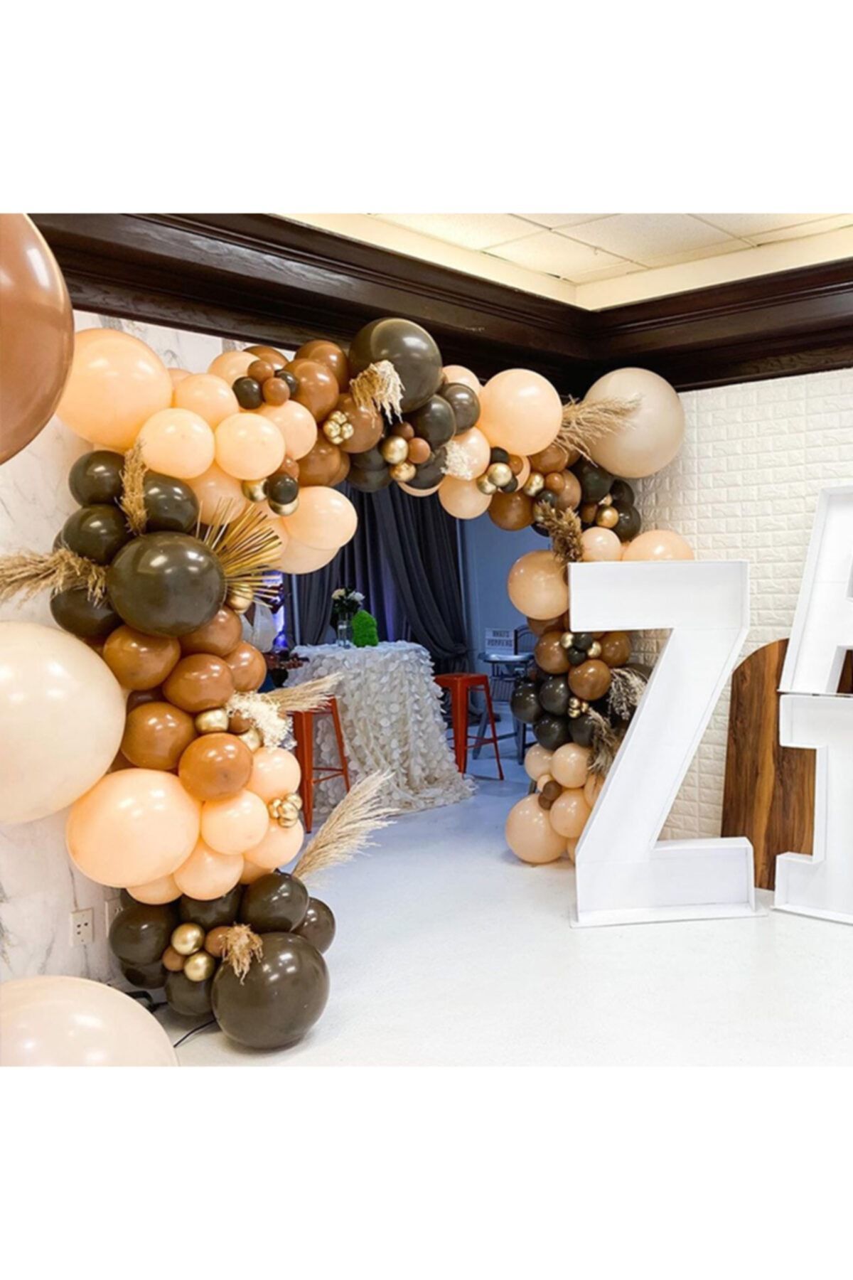 Pastel Kahverengi Karamel Ve Somon Balon Zinciri 100 Adet