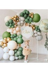 Krom Gold Adaçayı Kış Yeşili Gri Somon Ve Beyaz Balon Zinciri 100 Adet