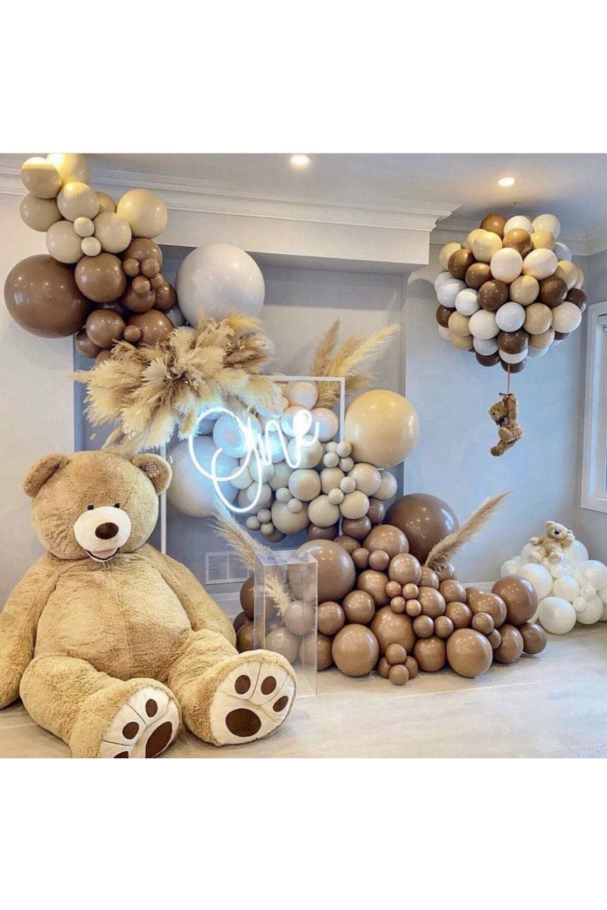 Pastel Karamel Sütlü Kahve Duman Ve Beyaz Renk Balon Zinciri 100 Adet