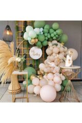 Krom Gold Kış Yeşili Ve Ten Rengi Balon Zinciri 100 Adet