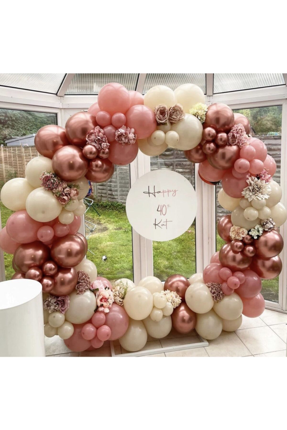 Krom Pembe Toz Pembe Ve Ten Rengi Balon Zinciri 100 Adet
