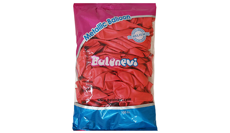 12'' BASKI BALONU METALİK KIRMIZI 100'LÜ