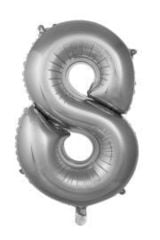 40 Inç 100 Cm Gümüş Folyo Rakam Balon 8