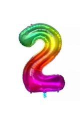 40 Inç 100 Cm Gökkuşağı Folyo Rakam Balon 2