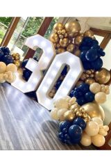 Krom Gold Gece Mavisi Ve Ten Rengi Balon Zinciri 100 Adet