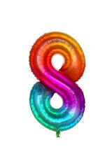 40 Inç 100 Cm Gökkuşağı Folyo Rakam Balon 8