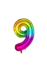 40 Inç 100 Cm Gökkuşağı Folyo Rakam Balon 9