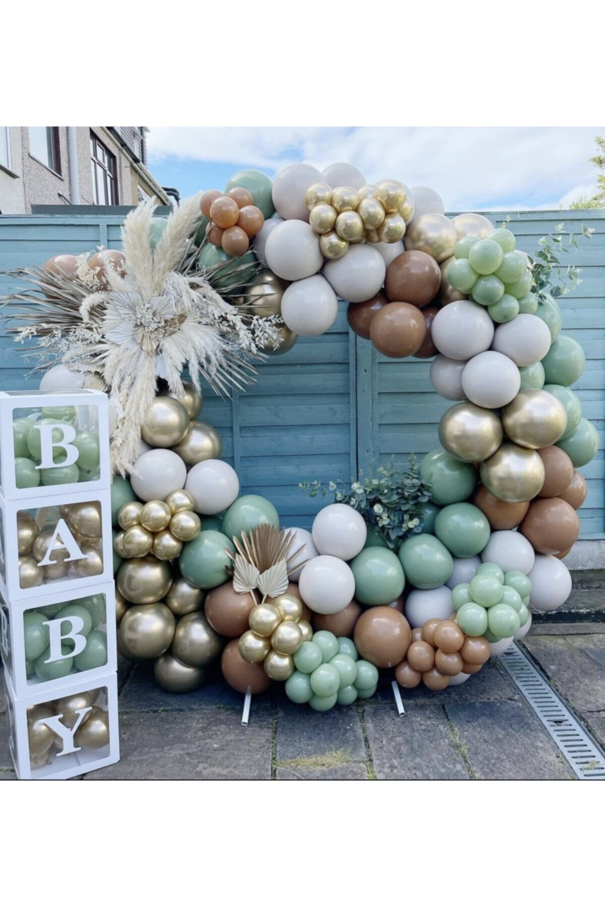 Krom Gold Küf Yeşili Karamel Ve Taş Rengi Balon Zinciri 100 Adet