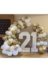 Krom Gold Beyaz Balon Zinciri 100 Adet
