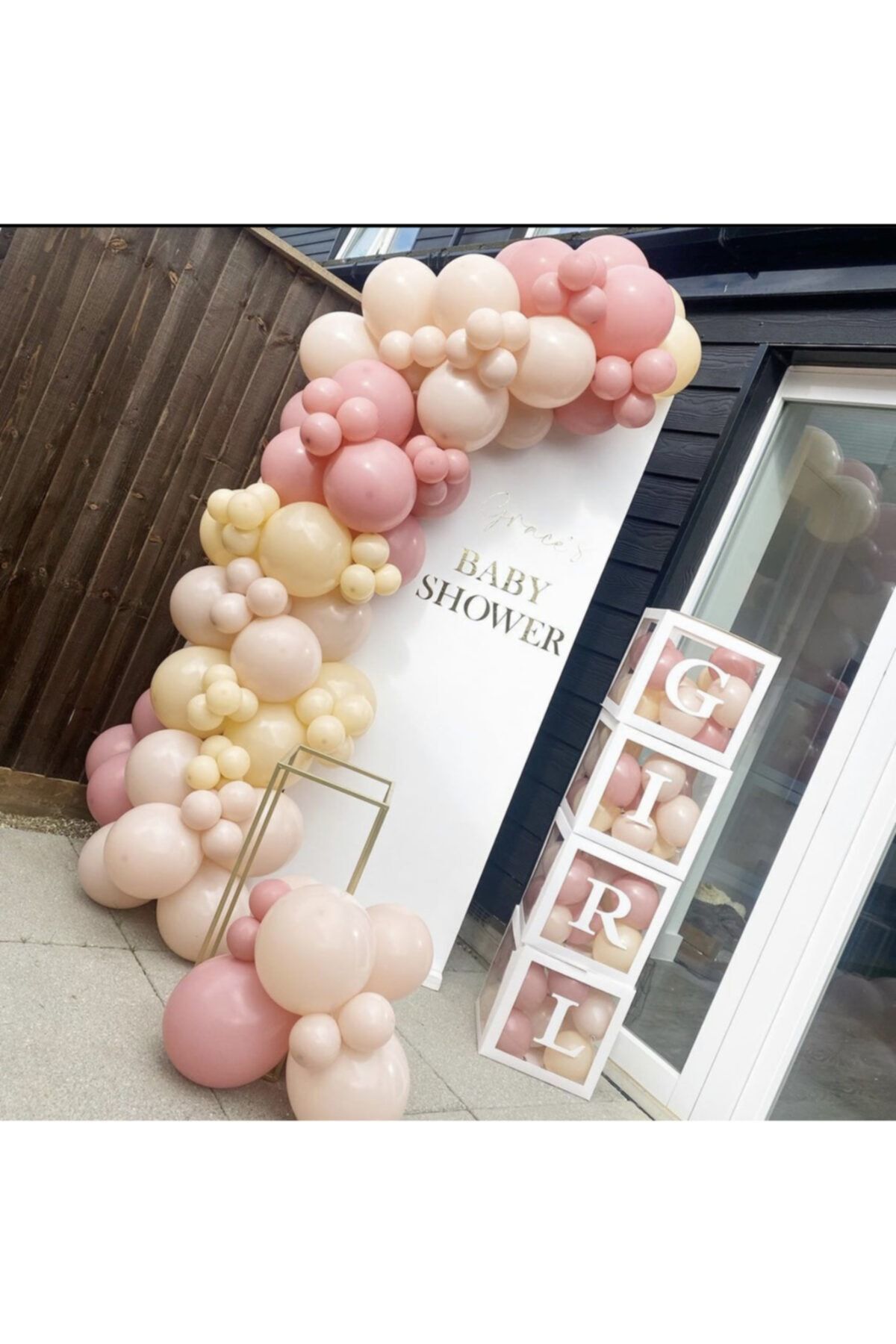 Pastel Balon Zinciri Sütlü Kahve Toz Pembe Ve Deniz Kumu 100 Adet