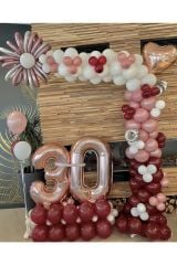 Toz Pembe Mürdüm Ve Beyaz Balon Zinciri 100 Adet