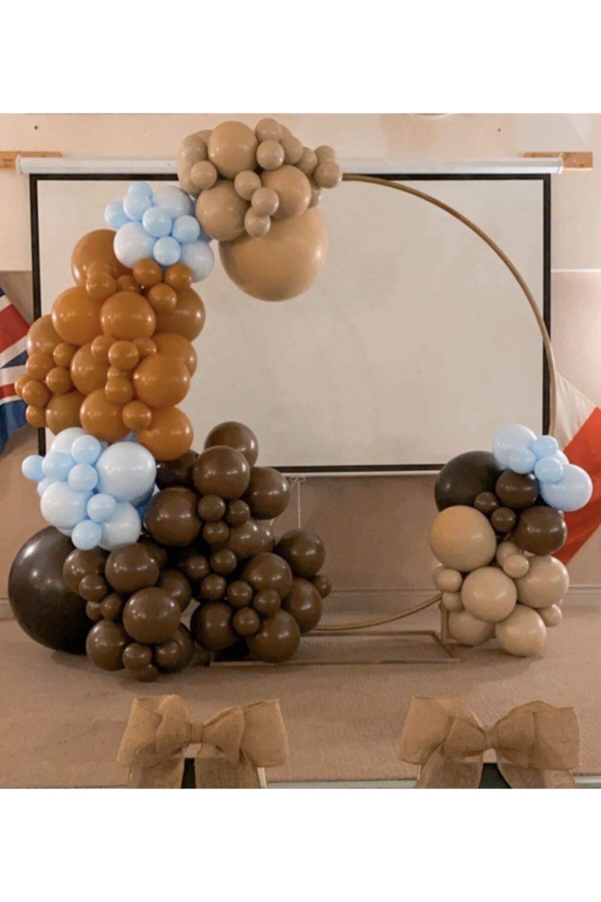 Makaron Mavi Kahverengi Karamel Ve Sütlü Kahve Balon Zinciri 100 Adet
