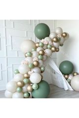 Krom Gold Kış Yeşili Ve Deniz Kumu Balon Zinciri 100 Adet