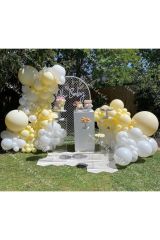 Makaron Sarı Ve Beyaz Balon Zinciri 100 Adet