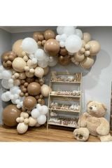 Pastel Kahverengi Beyaz Ve Ten Rengi Balon Zinciri 100 Adet