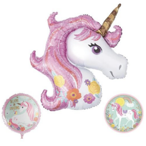 Unicorn Çiçekli 3 lü Set Folyo Balon