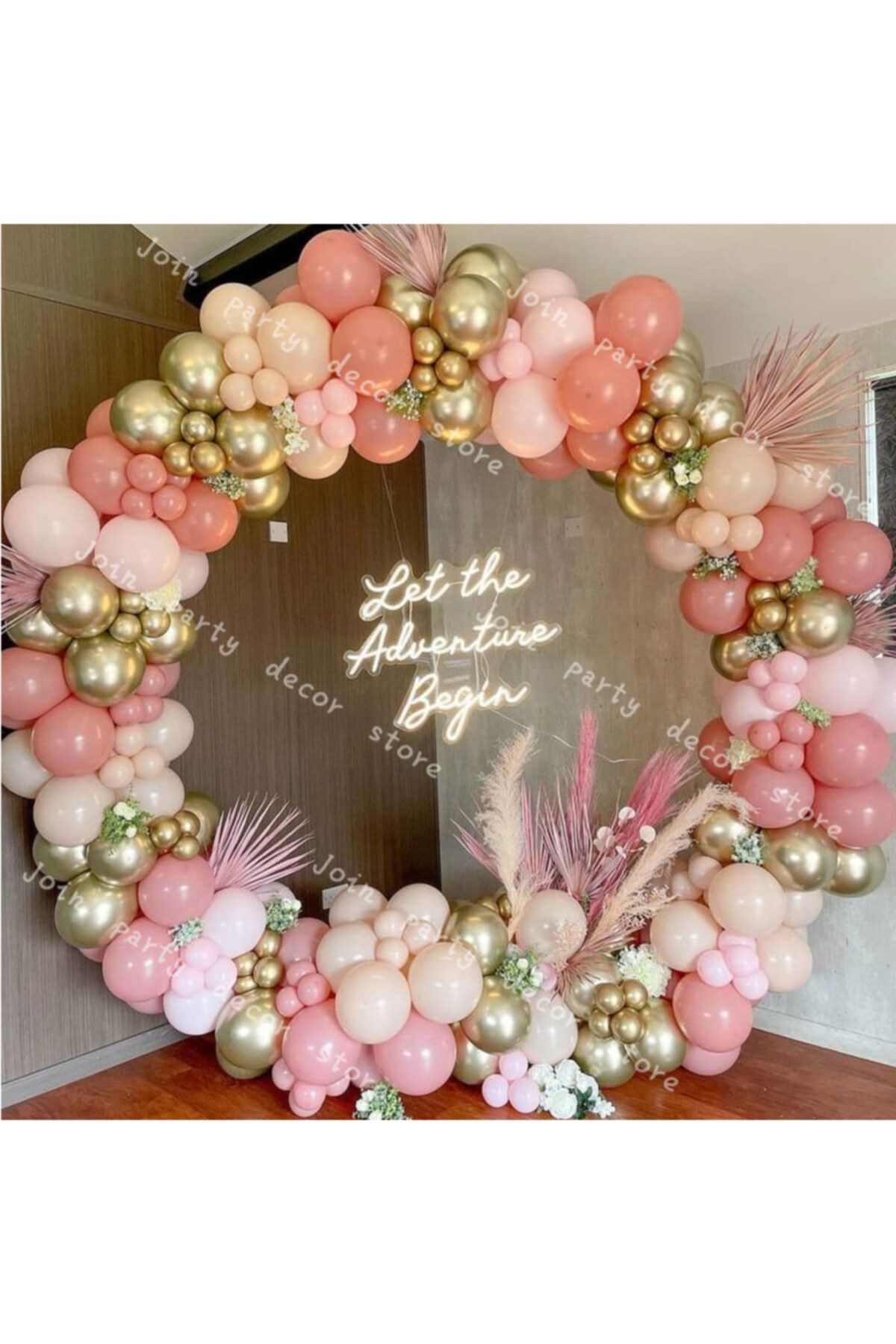 Krom Gold Toz Pembe Makaron Pembe Ten Rengi Balon Zinciri 100 Adet