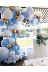 Krom Gold Makaron Mavi Ve Beyaz Balon Zinciri 100 Adet