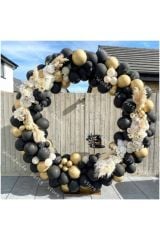 Krom Gold Pastel Siyah Balon Zinciri 100 Adet
