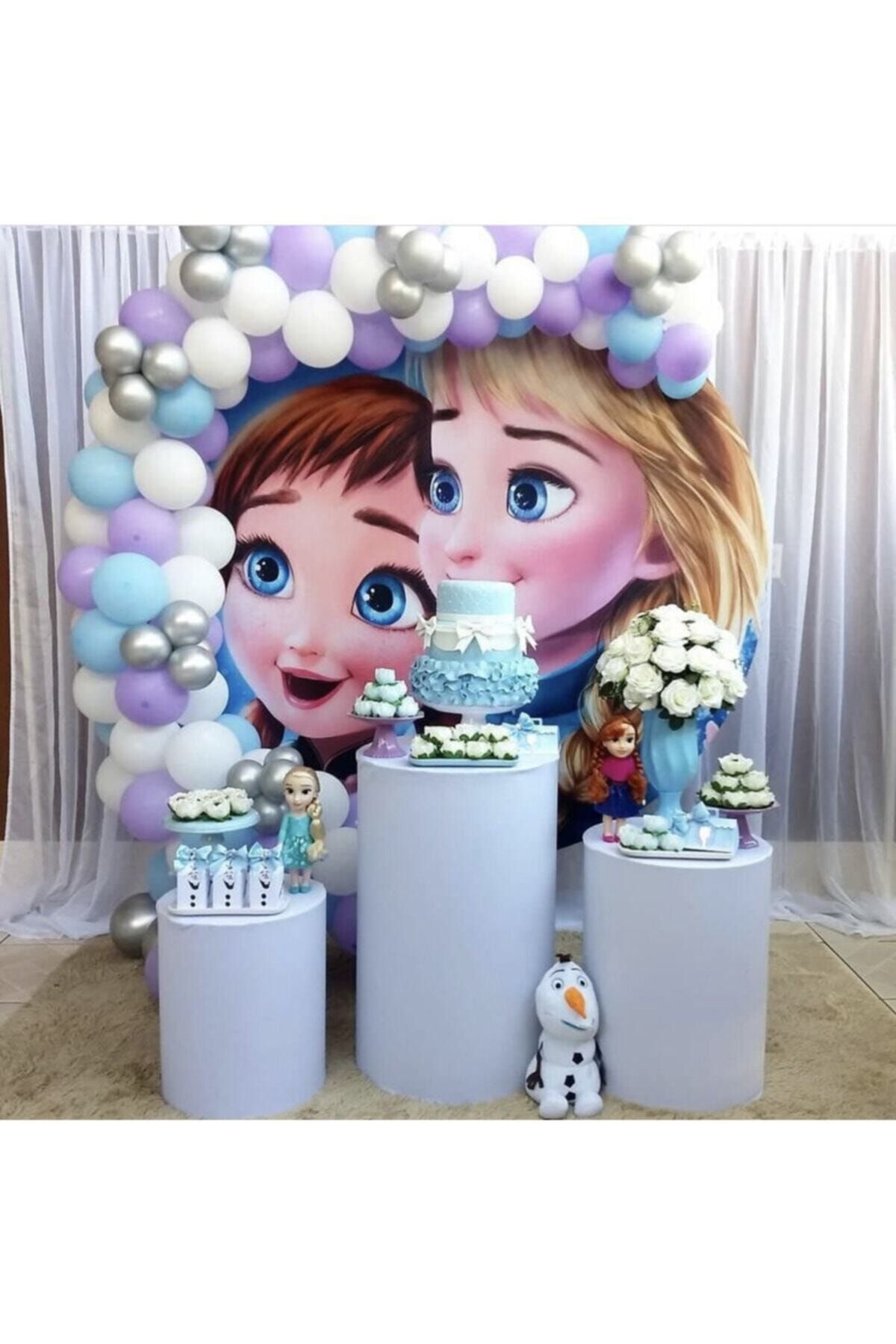 Krom Gümüş Pastel Lila Beyaz Ve Mavi Balon Zinciri 100 Adet