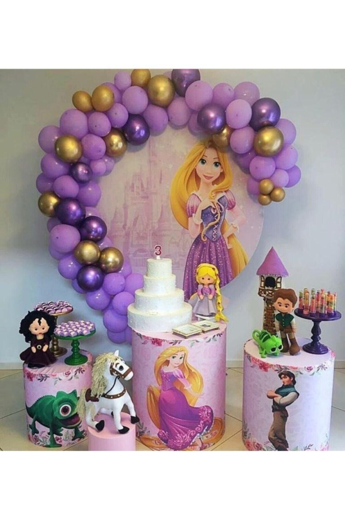 Pastel Lila Krom Mor Krom Gold Balon Balon Zincir Prenses Sofia