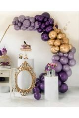 Krom Gold Metalik Lila Ve Mor Balon Zinciri 100 Adet
